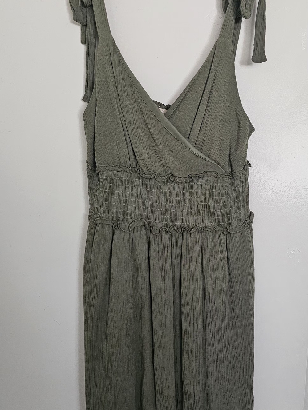 Olive Green Tie-Shoulder  Dress
